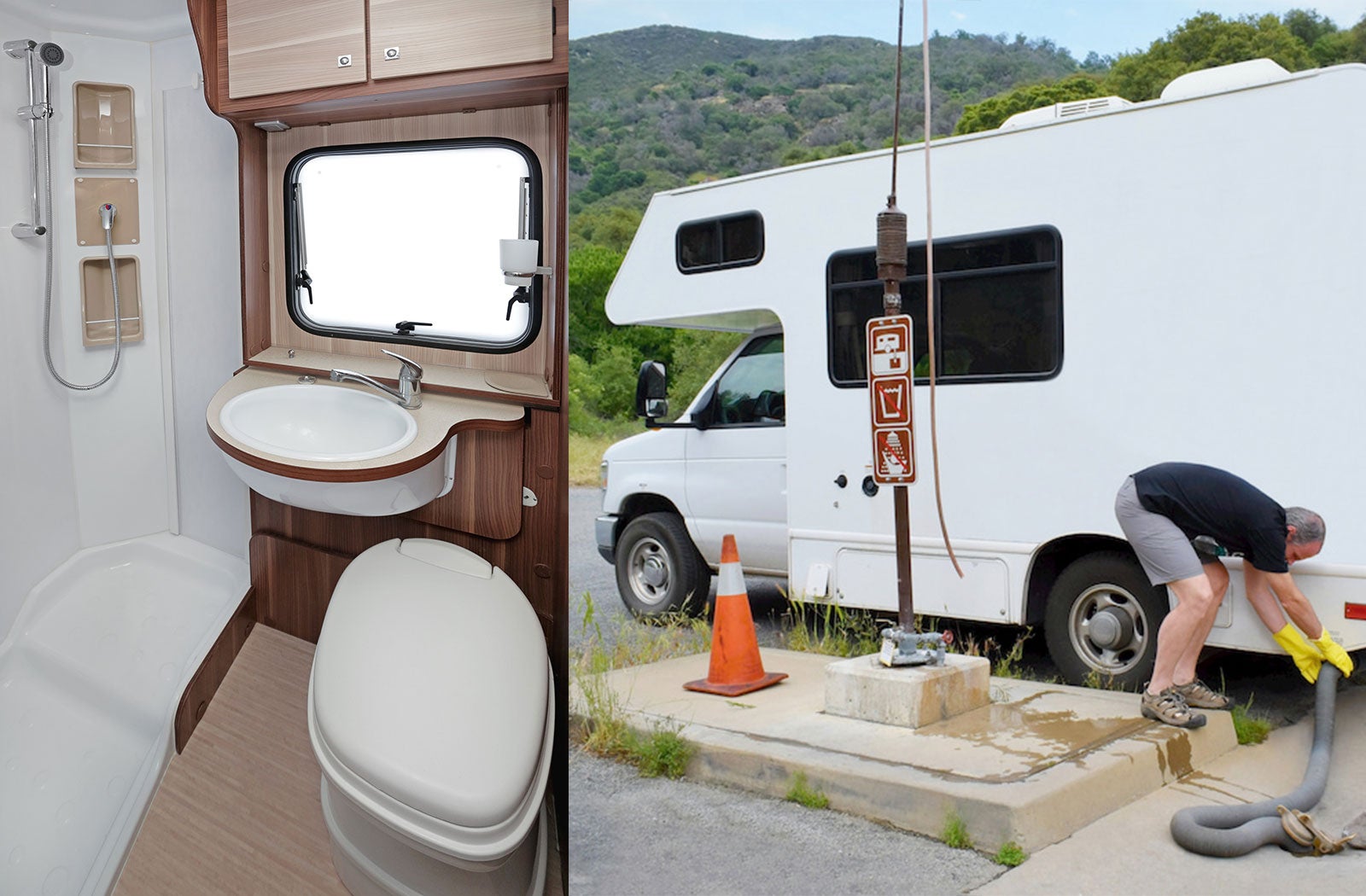 Portable RV/camper toilet and holding tank setup in Waynesboro, Virginia