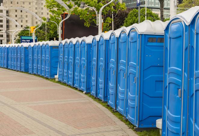 Seasonal porta potty units set up at a Waynesboro, Virginia venue