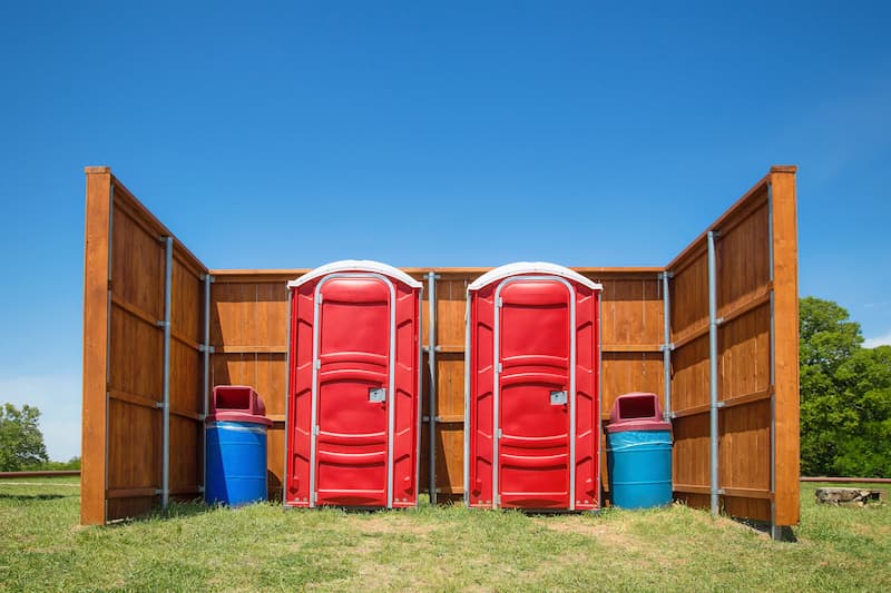 Short-term porta potty units staged for delivery in Waynesboro, Virginia